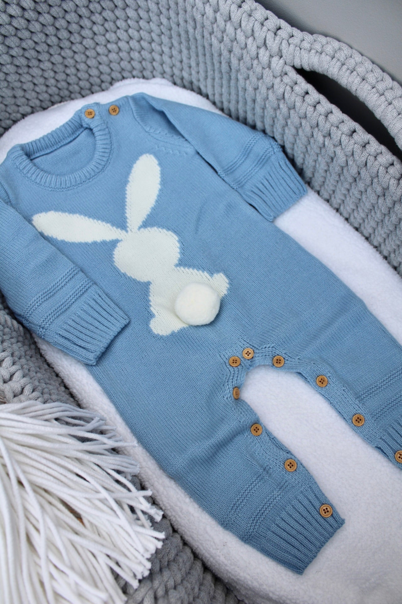 Blue Bunny Knitted Onesie