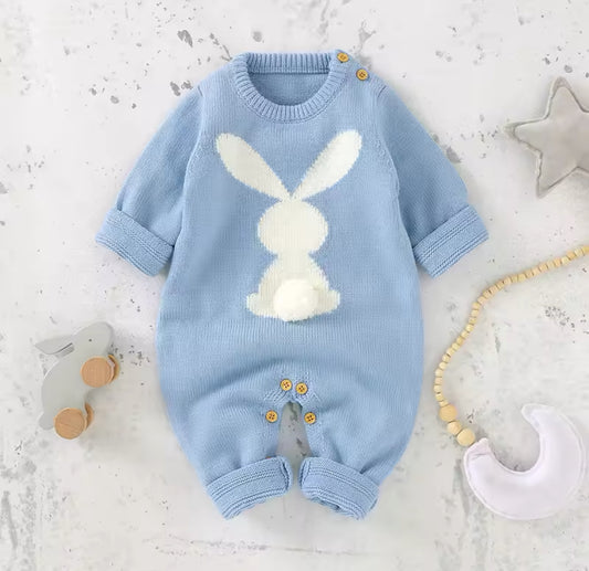 Blue Bunny Knitted Onesie