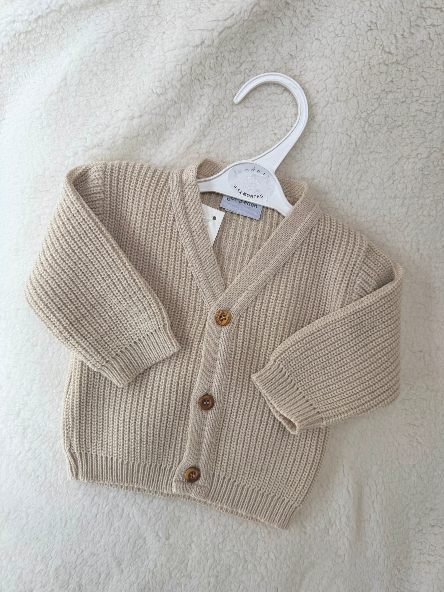 Taupe Ribbed Knitted Cardigan